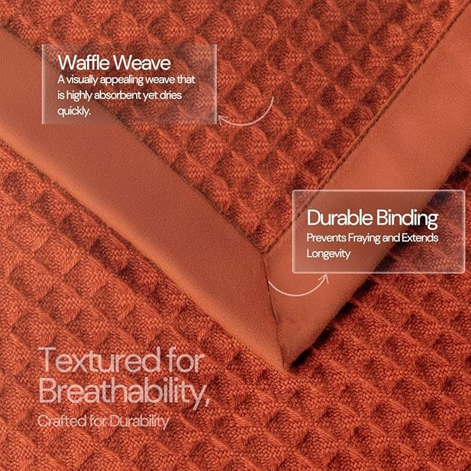 Salt Earth GOTS Certified 100% Organic Cotton Throw Blanket, 55"X60" Blankets & Throws for Bed, Throw Blanket for Couch,Modern & Cozy Blanket, All Season Waffle Blanket, Soft Blanket (Cinnamon Stick)