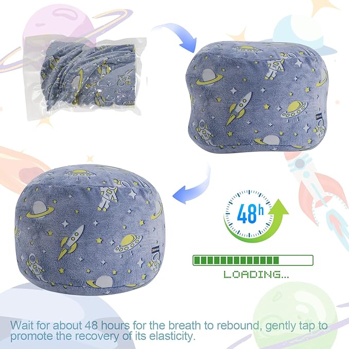 COMAX Kids Bean Bag Chair Turn into Beanbag Bed, Toddler Bean Chair for Girl Boy Sleeping, Lazy Children Bean Bags with Filler, Convertible Child Floor Mattress, Blue Universe