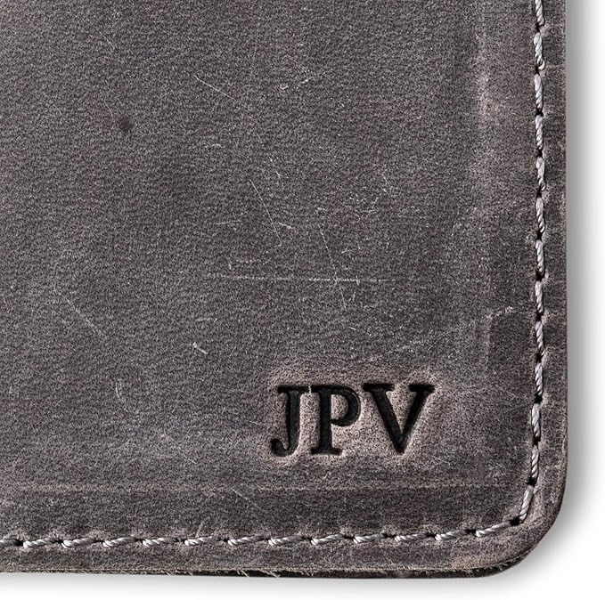 PEGAI Personalized Leather, Passport Holder For Travel | Handmade Passport Wallet Cover Case | Travel Document Holder, Passport Cover for Men, Women, and Family | Pike (Rock Grey)