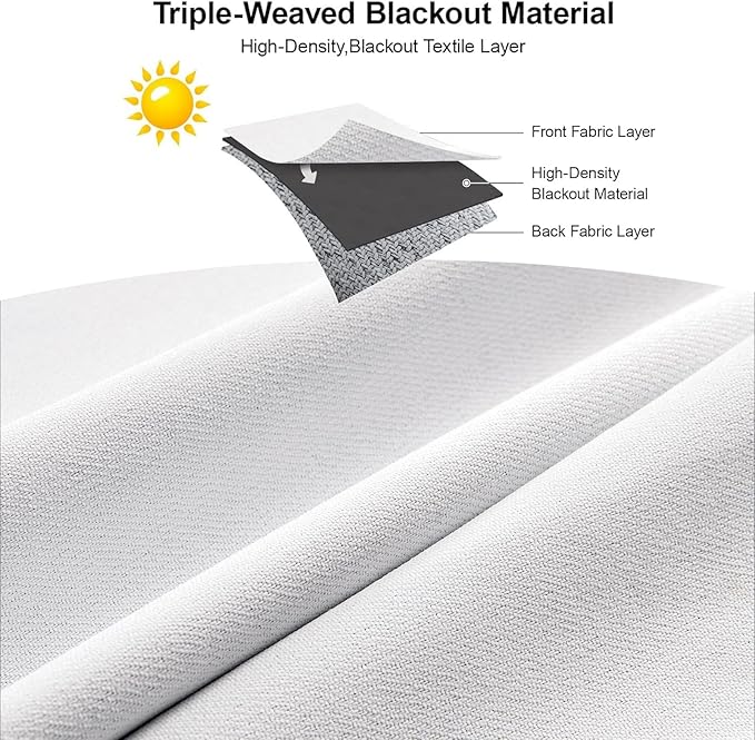 Joydeco Custom Blackout Curtains for Bedroom, Total Blackout Curtains Back Tab & Rod Pocket, Solid Thermal Insulated Window Drapes Luxury Decor for Living Room 1 Panel (Custom Size, White)