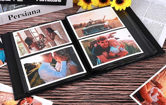 RECUTMS Adventure Photo Album, Blue, 6x4, 200 Photo Slots, Premium Leather Cover, Sleeves, Personalized, Suitable for Birthdays, Weddings, Parties