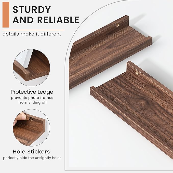 Floating Picture Ledge Shelves for Wall Set of 4, 48 Inch Wall Shelves with Lip Long Large Nursery Book Shelf for Toys Storage Kids Bookshelf Wall Mounted Living Room Bedroom Decor Frames