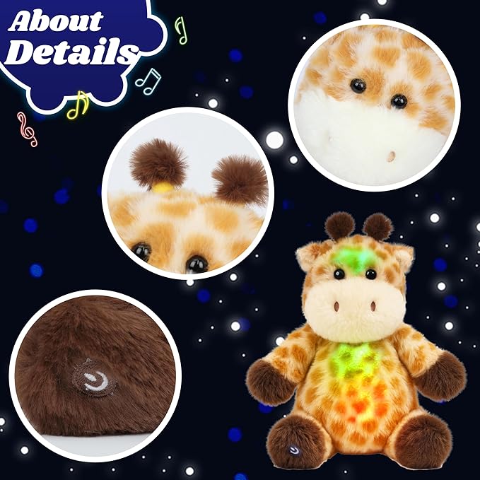 Cuteoy Musical Plush Giraffe Stuffed Animal Glowing LED Light-up Nightlight Toys Singing Lullabies Birthday Christmas Plushies Gifts for Kids Boys Girls,13"