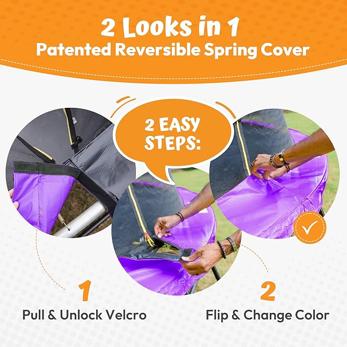 JUMPZYLLA Trampoline Outdoor 8FT 10FT 12FT 14FT 15FT 16FT with Enclosure and Ladder, ASTM Approved Recreational Trampoline for Kids and Adults, Anti-Rust Coated Frame