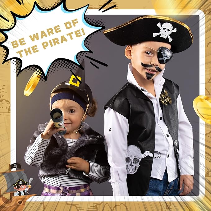 Deekin 50 Pcs Pirate Telescope for Kids Pirate Party Favors Accessories Telescope Toys Spyglass Mini Treasure Hunt for Boat Halloween Birthday Party Supplies
