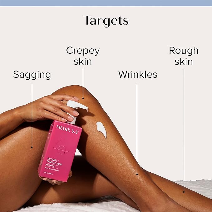 Medix 5.5 Retinol Body Cream + Vitamin C Lotion Anti Aging Moisturizer Skincare Set, Retinol Lotion Targets Wrinkles, Sagging Skin, Crepey Skin, Vitamin C Cream Brightens & Hydrates Dry Skin, Bundle