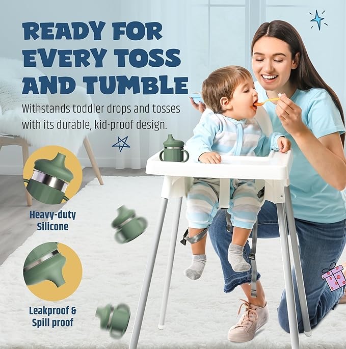 Jumble Dream Stainless Steel and Silicon Sippy Cup Baby Sippy Cup, Training Kids Cups with Silicon Straw, Toddler Tumbler with Spill Proof Straw |12 Month Plus Toddler Cup| BPA Free