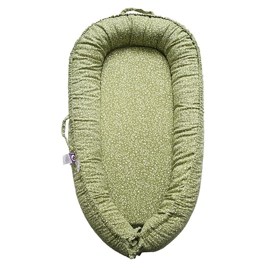 Infant Lounger, Baby Nest Cover for Baby Girls & Boys, Newborn Essentials for Baby 0-18+ Months, 100% Cotton Breathable (Green_Wonder, Cotton_Muslin)