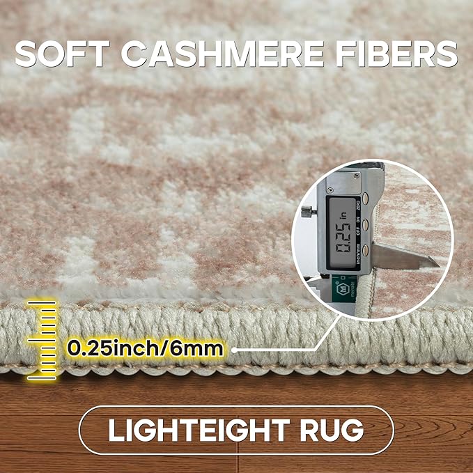 5x7 Area Rugs for Living Room Rug Washable: Modern Rug for Dining Room Bedroom Carpet Non Slip Low Pile 5 by 7 Indoor Abstract Nursery Home Office Beige