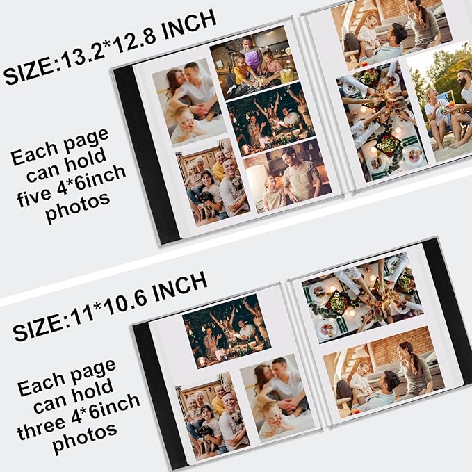 Zesthouse Large 18In Photo Album Self Adhesive 60 Pages, Scrapbook Albums with Sticky Page Holds 10x12 & 8x10 & 5X7 & 4x6 Pictures, DIY Photo Book Ideal Gift for Family Wedding Baby