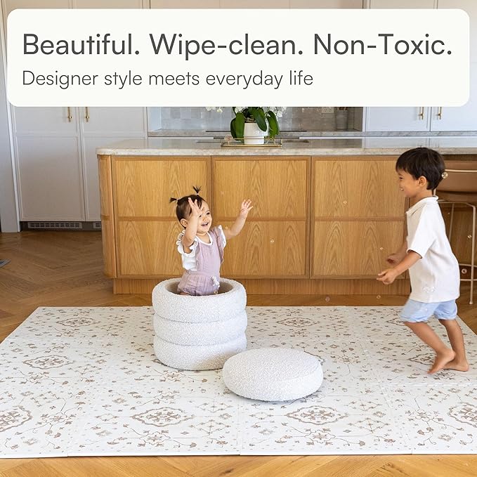 Baby Play Mat for Floor – 6x8ft Vintage Coffee | Soft Non Toxic Premium EVA Foam Tiles for Tummy Time, Crawling & Playroom – Waterproof Floor Mat for Babies & Toddlers Lillefolk (12 Tiles)