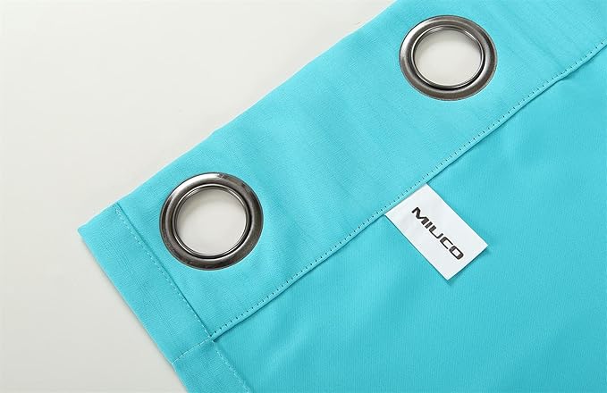 MIUCO Blackout Curtains Room Darkening Curtains Textured Grommet Window Curtains for Living Room 2 Panels 52x84 Inch Long Turquoise
