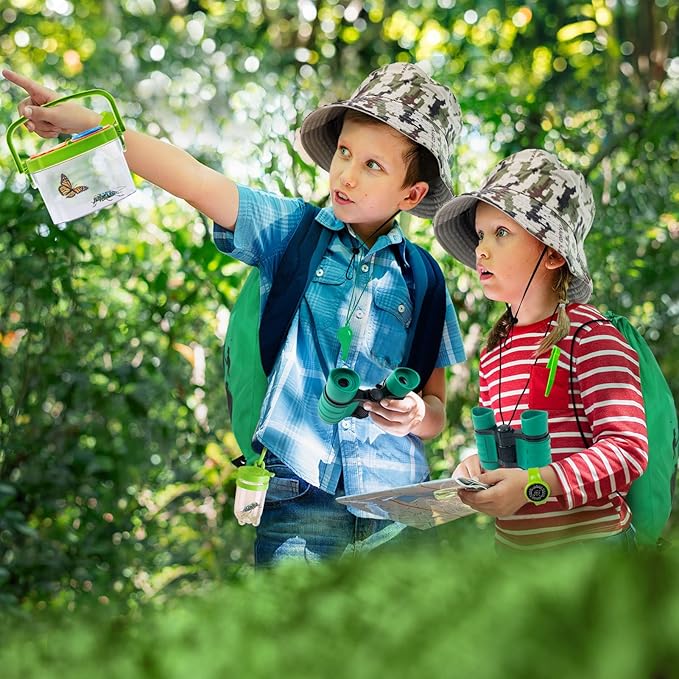 ESSENSON Bug Catcher and Kids Explorer Kit, Outdoor Bug Catching Explorer Adventure Kit with Binoculars, Summer Outdoor Toys for Kids Ages 4-8