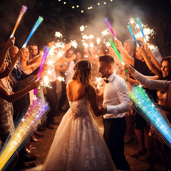 74 PCS Glow Fiber Wands Sticks, LED Light Wands, Glow in The Dark Party Supplies, Fiber Optic Wands, LED Flashing Sticks, Fiber Optic Light Wand Stick for Party, Wedding,Halloween and New Year