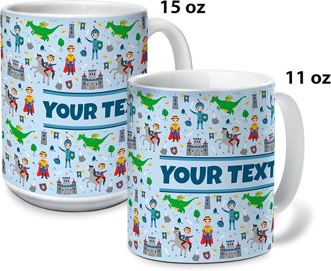 Personalized Mug for Kids - Princes - Custom Name/Text, Ceramic Hot Chocolate/Cocoa/Coffee Cup for Boys, Birthday/Christmas/Holiday Gift - 11 oz, Pink Handle
