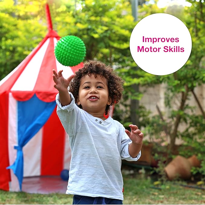 Edushape Sensory Balls for Baby - 4” Solid Color Baby Balls That Help Enhance Gross Motor Skills for Kids Aged 6 Months and Up - Pack of 4 Vibrant Colorful and Unique Textured Balls for Baby