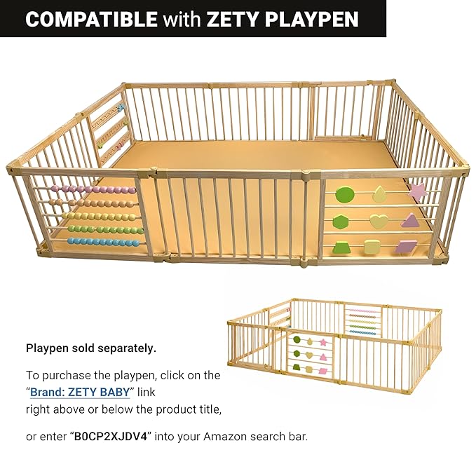 Compatible Baby Play Mat - PU Leather, Foam - Waterproof, Easy to Clean - Plush, High Density Foam - 1.5" Thick - 24" Wide - Colored, Beige - 10-Panel