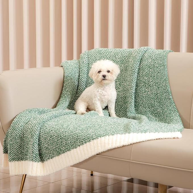Snuggle Sac Green Blanket Twin Size Bedding Blankets, Super Soft Warm Cozy Knit Blankets for Sofa, Bed, Living Room, Heather Green, 60x80 inches,