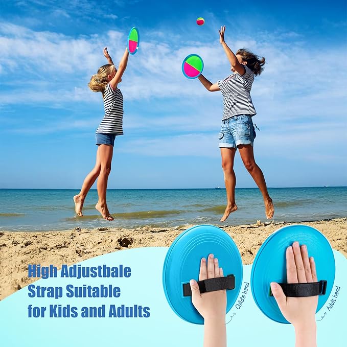 Toss and Catch Ball Set 6 Pack - Beach Toys Pool Toys Outdoor Games for Family Toddlers Kids Adults - Outside Yard Game - Classic Birthday Gift for 3 4 5 6 7 8 9 10 11 12+ Years Old Boys Girls
