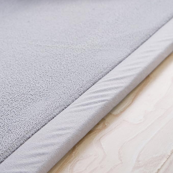 Loartee Coral Velvet Crawling Rug (6'8"x7'9", Gray) for Toddler Children Play Area Rug Yoga Mat Exercise Pad