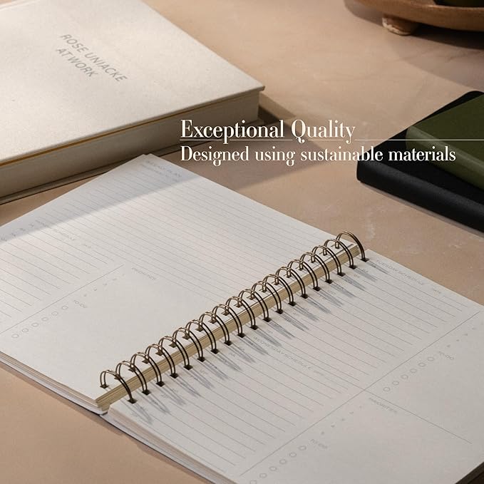 Anecdote Planner 2026 (8.5" x 10") Spiral Notebook - 2026 Daily Planner Weekly and Monthly - Features a Library Buckram Cover, Brass and A4 Size Bleed-Resistant Paper - Organize All 52 Weeks. Start Anytime – Black