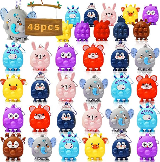 48 Pcs Party Favors for Kids, 3D Animal Pop Fidget Toys Bulk, Sensory Bath Suction Toys for Toddlers, Carnival Treasure Classroom Prizes Box Toys, Fidget Stocking Stuffers Birthday Party Gifts