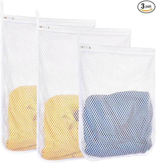 3 pcs Durable Honeycomb Mesh Laundry Bags for Delicates 16" x 19" (2 Large) 12" x 15" (1 Medium)