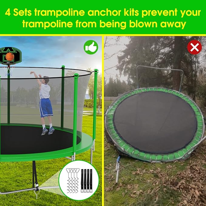 SKYUP Tranpoline 1500LBS 16 15 14 12 10 8 FT Tranpoline for 7-10 Kids and Adults, Windproof Outdoor Tranpoline with Enclosure Net, Basketball Hoop, Easy to Install & Last Long - ASTM Approved