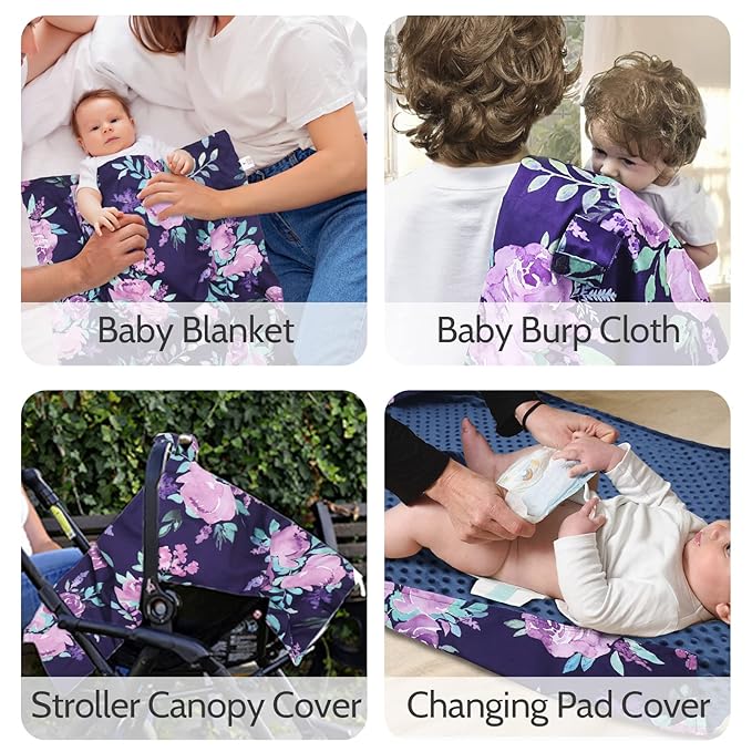 TANOFAR Car Seat Cover Baby, Carseat Covers Baby Boy Girl, Peekaboo Opening Infant Car Seat Cover for Winter, Warm & Cozy, Purple Floral