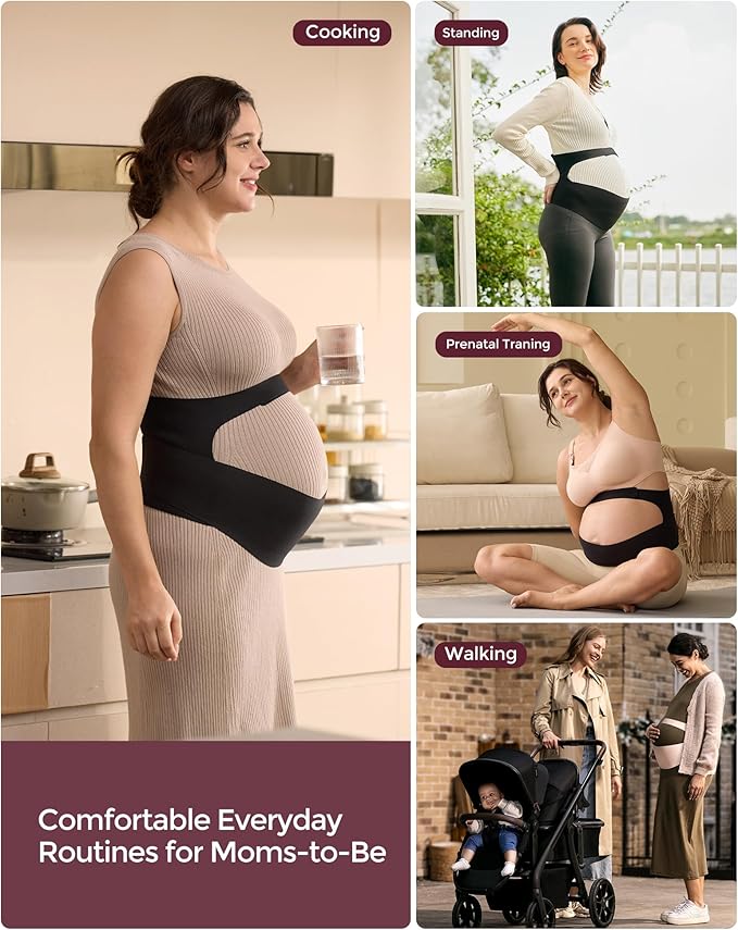 Momcozy Pregnancy Belly Band, CozySupport Ergonest Maternity Belly Band, Invisible Pregnancy Belt for Back, Abdomen, Waist