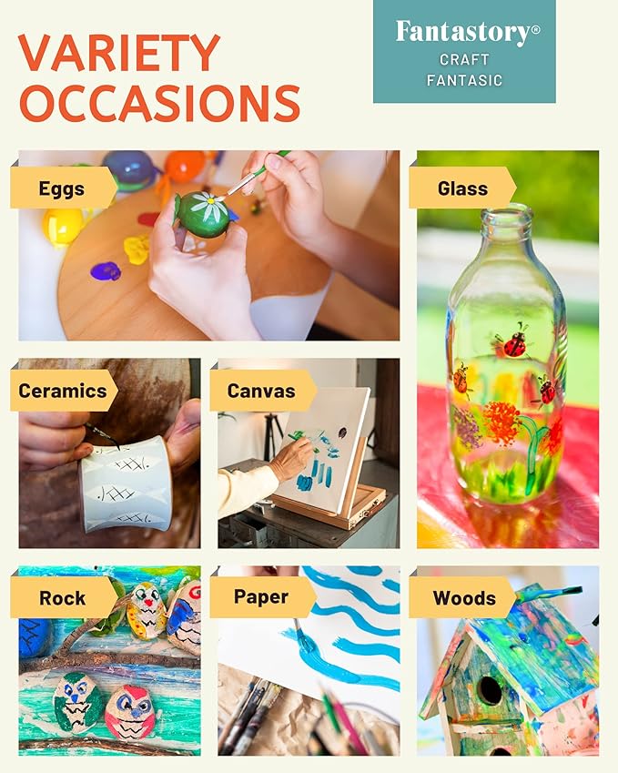Fantastory Tempera Paint for Kids 8 Colors (8.4 oz Each) Washable, Non-Toxic for Poster and Sponge Painting, Finger and Hand Paint Bottles Gifts