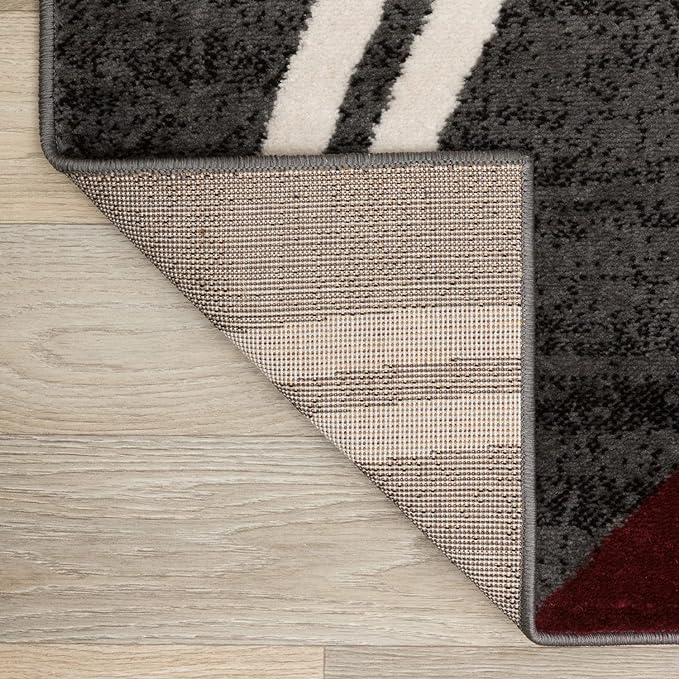 Rugshop Modern Wavy Circles Design Round Area Rug 8' Red