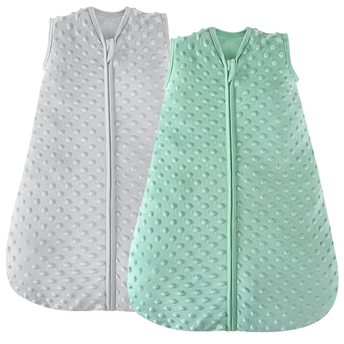 JELLYMONI Fleece Baby Sleep Sack 12-18 Months, 1.5 Tog Warm Winter Baby Wearable Blanket with Plush Dots and 2-Way Zipper, Cotton Toddler Sleep Sack