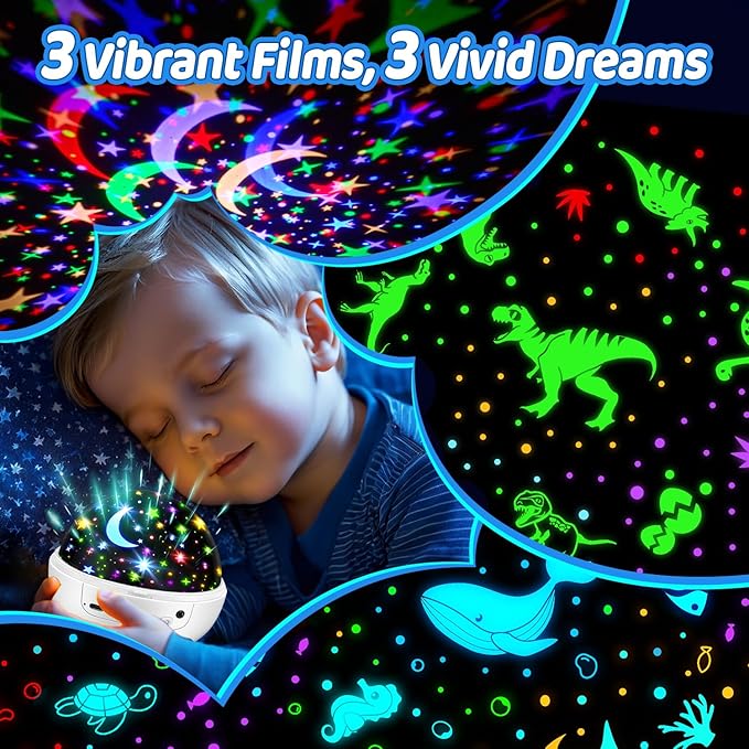 PIKOY Baby Sensory Toys 3-6 Months,93 Lighting Mode Baby Sensory Toys 6-12 Months,360° Rotate Kids Sensory Toys for Autism,Dimmable+Timer+Remote 1 Year Old Boy Gifts 1 Year Old Girl Gifts