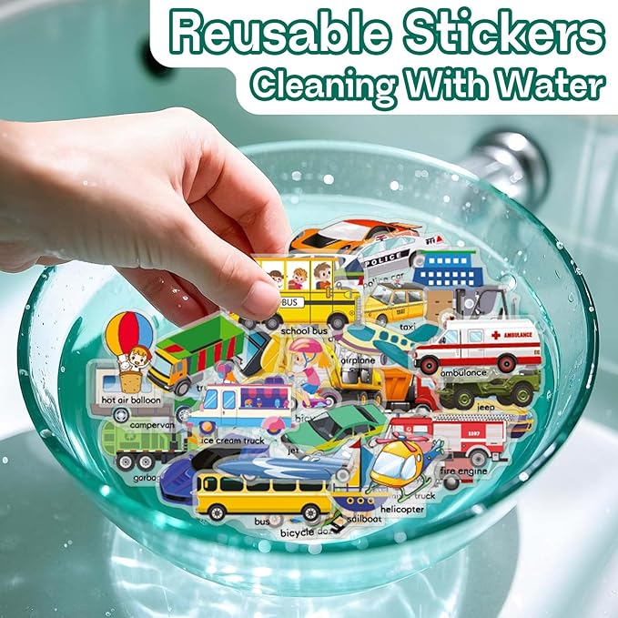 3 Sets Sticker Books for Toddlers 2-4 Years, Reusable Stickers Books for Toddlers 1-3, Travel Toys for Kids 1-3, Airplane Travel Essentials for Kids