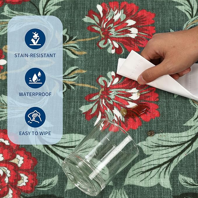 GarveeHome Floral Botanical Washable Rugs 5x7 Area Rug for Living Room, Grey Green Vintage Boho Cottage Throw Rugs Low Pile Carpet for Bedroom Dining Nursery Rug