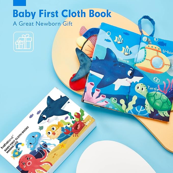 hahaland Baby Books 0-6 Months,Infant Tummy Time Toy High Contrast Sensory Baby Toys 6 to 12 Months Touch Feel Book Baby Gifts for Boy Girl 0-3 Months Book Early Learning Toy (Single Book)
