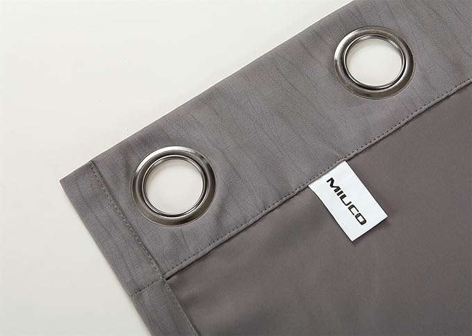 MIUCO Blackout Curtains Room Darkening Curtains Textured Grommet Curtains 2 Panels for Living Room 52 x 84 Inch Grey