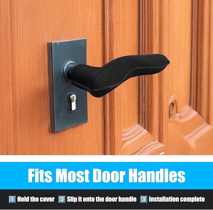 5PCS Door Handle Covers - Anti-Scald & Anti-Freeze Knob Protectors, Elastic Neoprene Rubber Cushion for Hot/Cold Handles, Universal Fit for Home/Office/School Doors