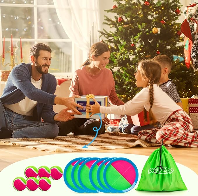 Toss and Catch Ball Set 6 Pack - Beach Toys Pool Toys Outdoor Games for Family Toddlers Kids Adults - Outside Yard Game - Classic Birthday Gift for 3 4 5 6 7 8 9 10 11 12+ Years Old Boys Girls
