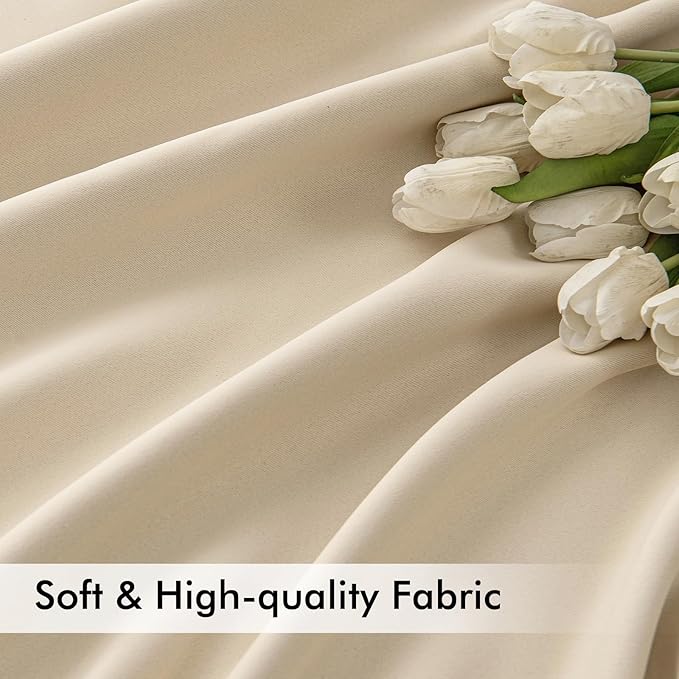 MIULEE Cream Beige Back Tab Light Blocking Curtains 84 Inch Length 2 Panels Set for Living Room Bedroom Privacy, Rod Pocket/Pinch Pleated Thermal Insulated Room Darkening Blackout Drapes W66xL84