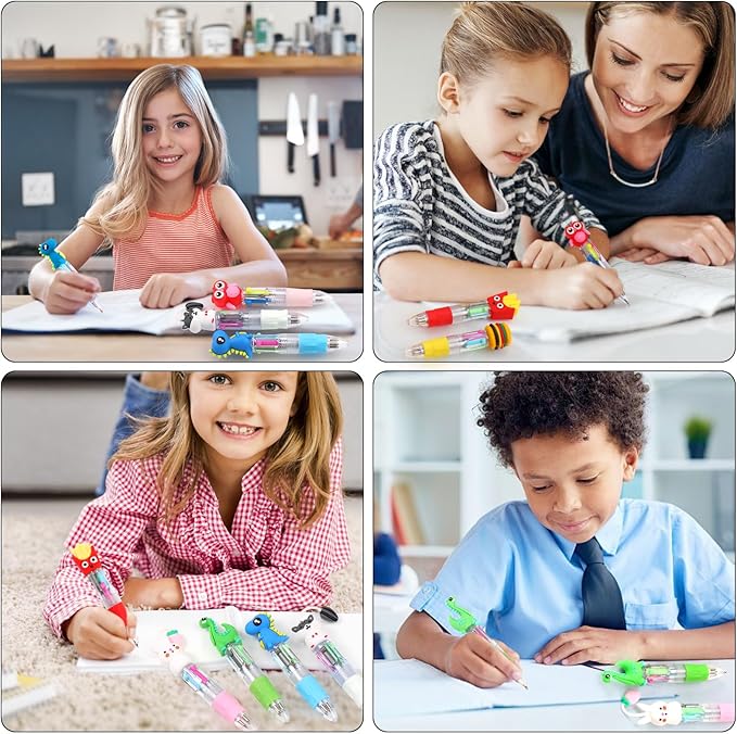 200Pcs Mini Multicolor Pens in One 4-in-1 Cute Pens Bulk for Kids, Ballpoint Pen for Birthdays and Children's Parties, Fun Gifts Assorted Ink Kawaii Pen