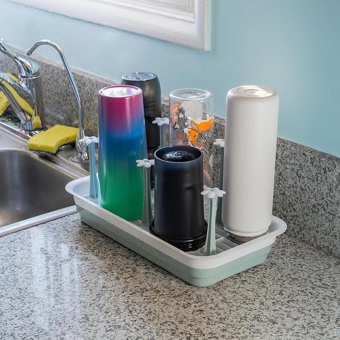 Large Countertop Bottle Drying Rack - Ideal for Insulated Water Bottles, Drinking Glasses, Sports Bottles, Baby Bottle Drying Rack, Tumblers, Mugs, Bottle Washer