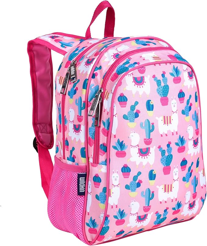 Wildkin 15-inch Kids Backpack – Durable, Padded, Adjustable for School & Travel - Llamas and Cactus