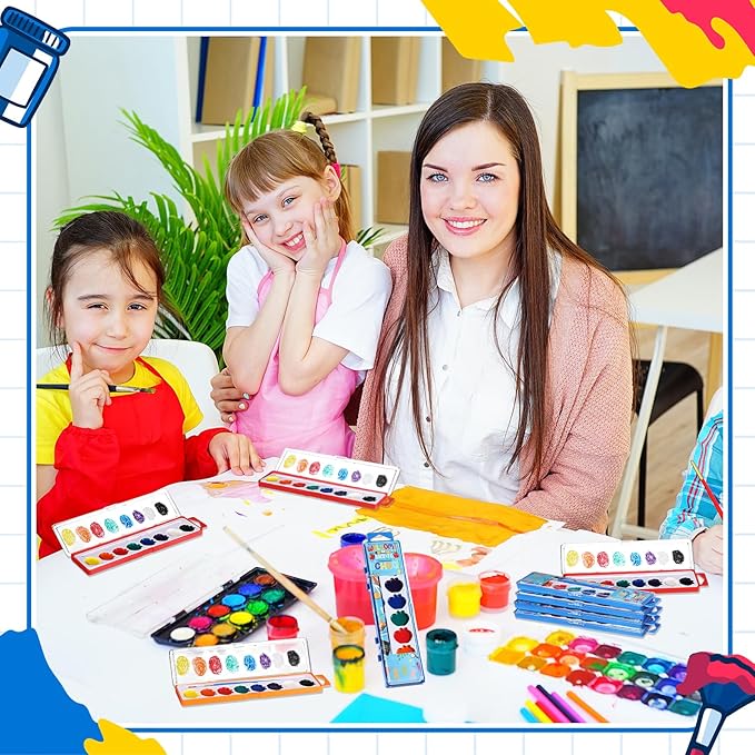 24 Pcs Apple Style Watercolor Painting Set for Kids 8 Washable Colors with Brush Watercolor Painting Set Gift Party Supplies Back to School Party Gift Exchange