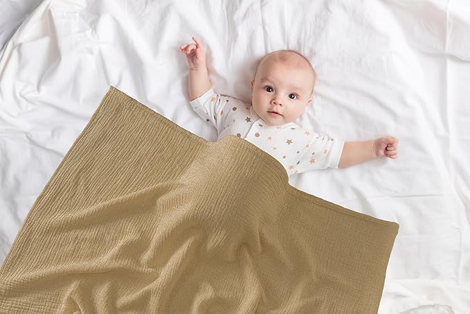 2-Pack Nursing Covers for Breastfeeding, 100% Organic Cotton Muslin Breastfeeding Cover, Multi-Use Nursing Scarf, Car Seat Canopy, Stroller Cover, Soft Breathable Baby Blanket Khaki Brown