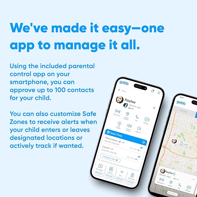 Gabb Watch 3e - GPS Tracker for Kids, Digital Smart Watch, No Social Media or Internet, Fees Required (Silver)