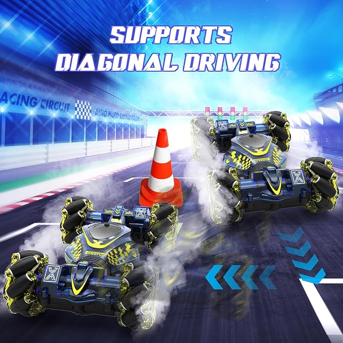 Gesture Sensing RC Stunt Car Toys for Boys Girls 6-12, 4WD Drift Hand Controlled Car Offroad 360° Rotation with Lights Music for Kids Age 7 9 10 11 12 Years Old Birthday Xmas Gifts