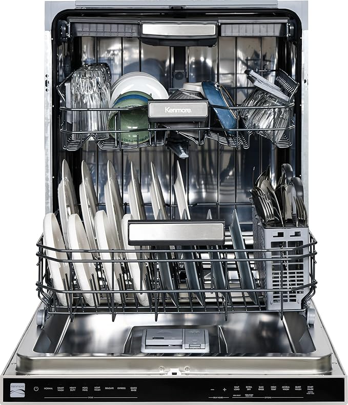Kenmore 24" Built-in Stainless Steel Tub Dishwasher EasyFlex 3rd, SmartWash, UltraWash Plus, TurboDry, Adjustable Rack, Energy Star Certified, Fingerprint Resistant