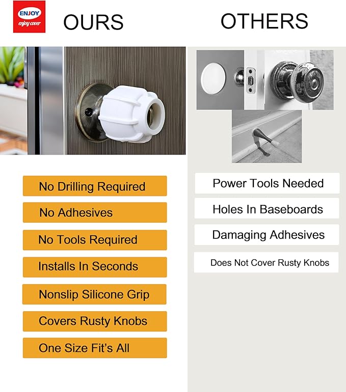 Door Handle Grip Doorstop Knob Stopper Cover, Set of 2 Door Knob Grips Universal Size (Neon Green)